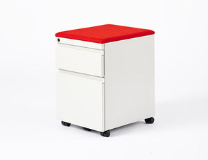 Knoll Mobile Box/File Pedestal w/ Red Cushion