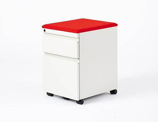 Knoll Mobile Box/File Pedestal w/ Red Cushion