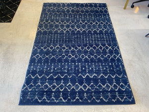 Moroccan Hupe Tybalt Blue & White Area Rug 4'x6'