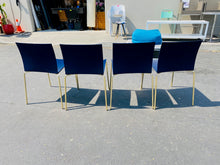 Load image into Gallery viewer, CB2 Slim Chair in Navy With Gold Legs
