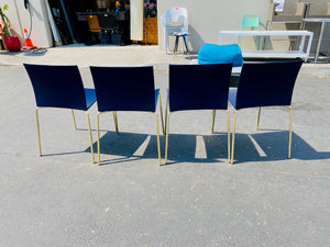 CB2 Slim Chair in Navy With Gold Legs