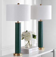 Load image into Gallery viewer, Safavieh Lighting Collection Ollie Dark Green Faux Snakeskin Table Lamp
