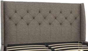 Novogratz Her Majesty Upholstered Grey Linen King Headboard, New in Box