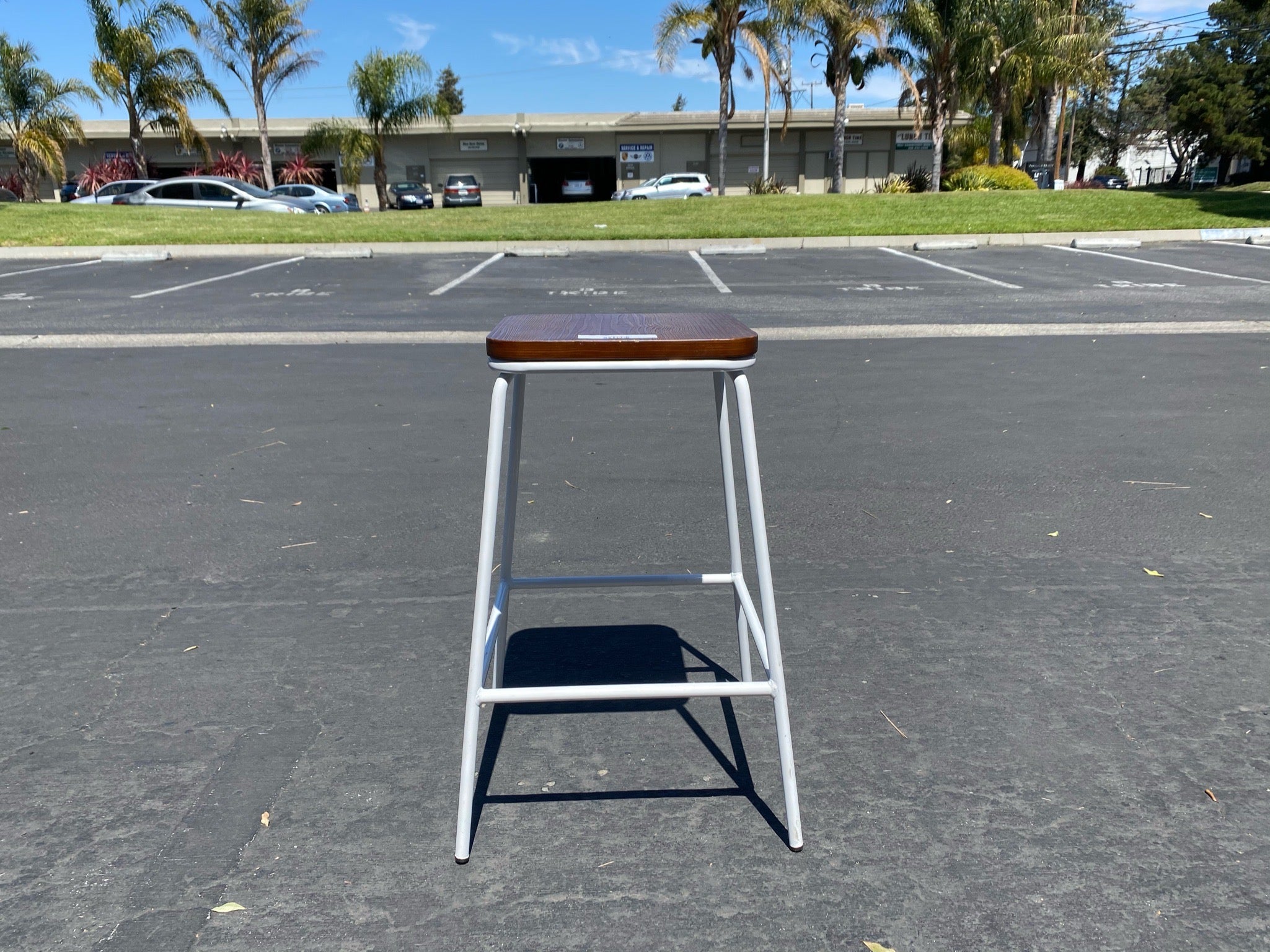 Rhodes Metal Wood Counter Stool White