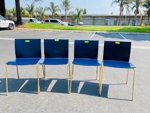 CB2 Slim Chair in Navy With Gold Legs