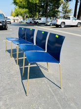 Load image into Gallery viewer, CB2 Slim Chair in Navy With Gold Legs
