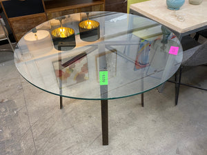 Crate & Barrel Belden Round Dining Table With Glass Top