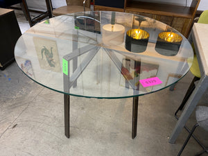 Crate & Barrel Belden Round Dining Table With Glass Top