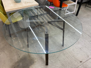 Crate & Barrel Belden Round Dining Table With Glass Top