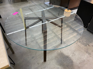 Crate & Barrel Belden Round Dining Table With Glass Top