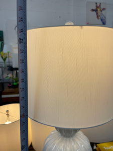 Elegant White Lamp with Beige Wooden Base