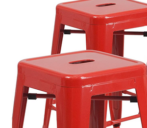 Red Metal Indoor-Outdoor Counter Height Stool