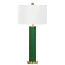 Load image into Gallery viewer, Safavieh Lighting Collection Ollie Dark Green Faux Snakeskin Table Lamp
