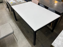 Load image into Gallery viewer, Crate &amp; Barrel Parsons 60&quot;x36&quot;  White Top + Steel Black Base Table
