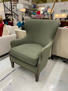 Crate & Barrel Brielle Nailhead Wingback Chair in Green