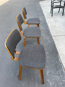 Dining Chair in Charcoal Fabric and Walnut Wood Finish