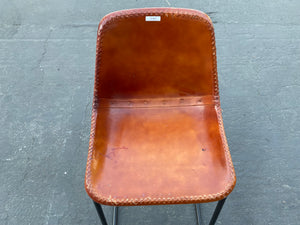 CB2 Roadhouse Leather 30" Stool in Brown