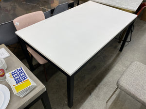 Crate & Barrel Parsons 60"x36"  White Top + Steel Black Base Table