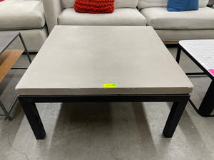 Crate & Barrel Parsons 36"x36" Concrete Top + Dark Steel Base Square Coffee Table