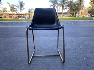 CB2 Roadhouse Black Leather Chair in Black Leather