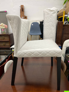 Crate & Barrel Curran Quilted Oyster Dining Chair in White