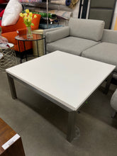 Load image into Gallery viewer, Crate &amp; Barrel Parsons 36&quot;x36&quot; White Top + Silver Steel Base Square Coffee Table
