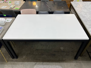 Crate & Barrel Parsons 60"x36"  White Top + Steel Black Base Table