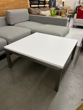 Load image into Gallery viewer, Crate &amp; Barrel Parsons 36&quot;x36&quot; White Top + Silver Steel Base Square Coffee Table
