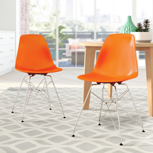 Load image into Gallery viewer, Eames Replica Orange Chair with Silver Metal Eiffel Legs
