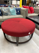 Load image into Gallery viewer, Crate &amp; Barrel Ainsley Round Red Cocktail Ottoman
