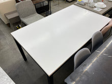 Load image into Gallery viewer, Crate &amp; Barrel Parsons 60&quot;x36&quot;  White Top + Steel Black Base Table
