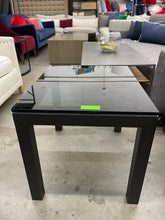 Load image into Gallery viewer, Crate &amp; Barrel Parsons Clear Glass Top with Dark Steel Base End Table
