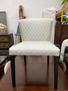 Crate & Barrel Curran Quilted Oyster Dining Chair in White