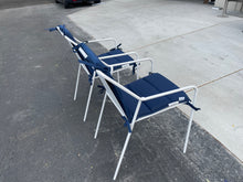 Load image into Gallery viewer, Navy Blue Cushion White Metal Outdoor Chair
